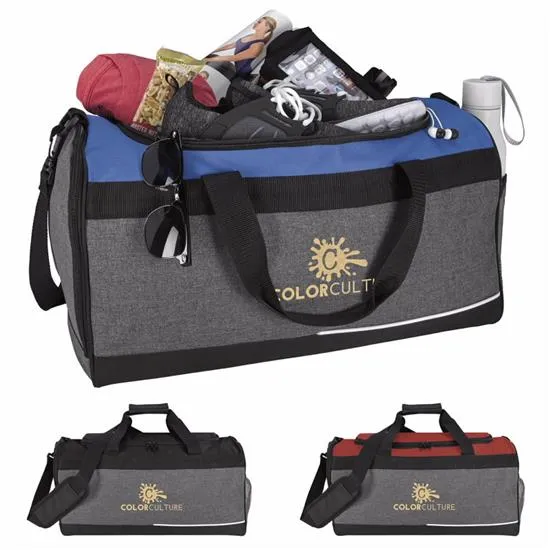 Two-Tone Sports Duffel with Mesh Pocket 600D - 10.6 x 19.3 in