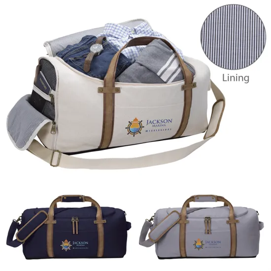 Cotton Canvas Duffel PU Suede Handles 16 oz - 21.625 x 11.25 in