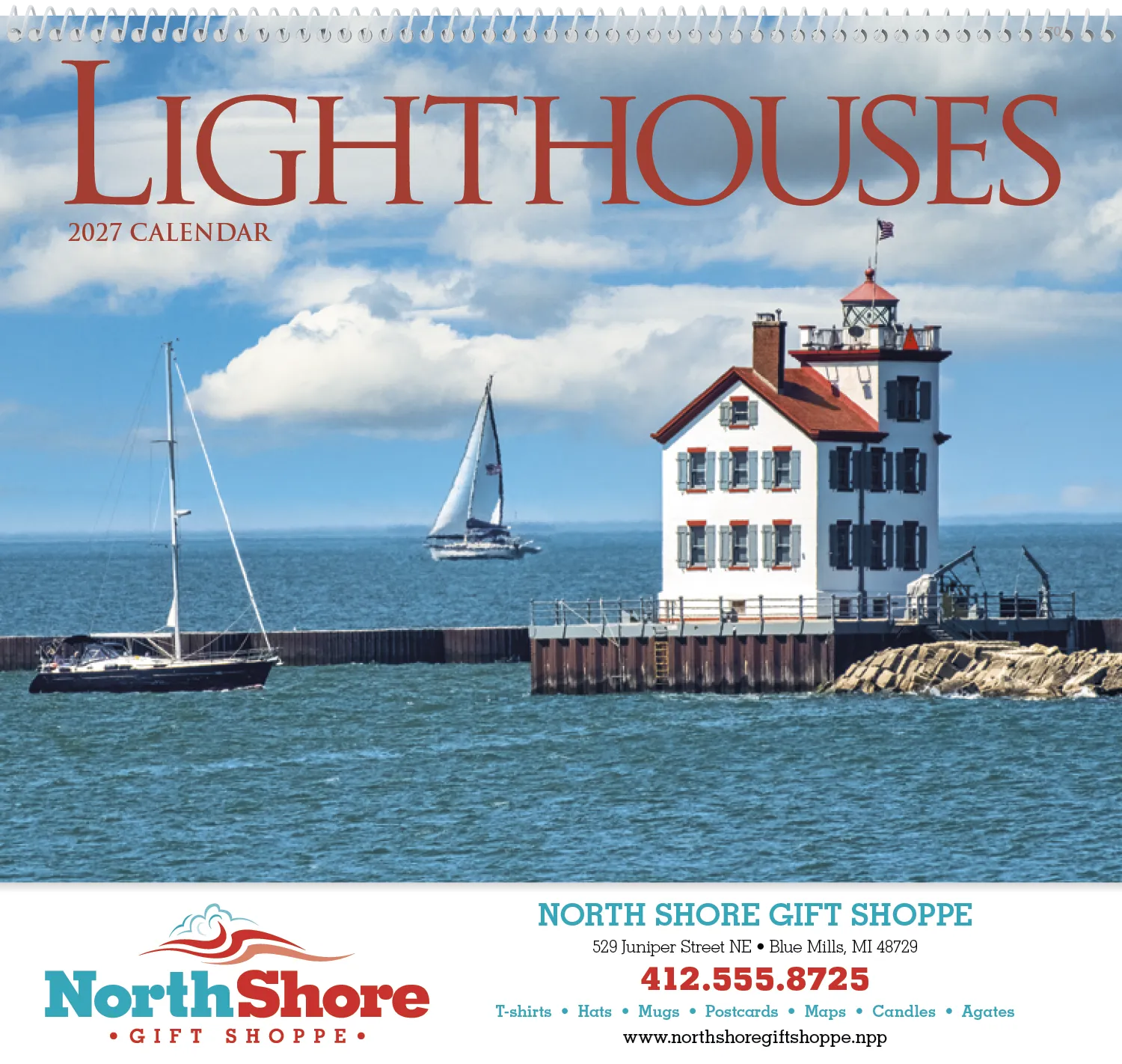 Lighthouses Wall Calendar US Coastal FSC - 18.5 x 11 in - product view 15