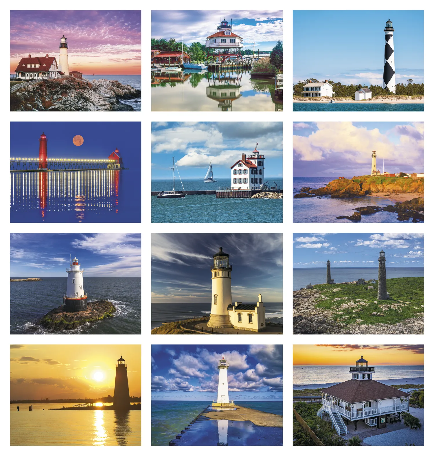 Lighthouses Wall Calendar US Coastal FSC - 18.5 x 11 in - product view 30