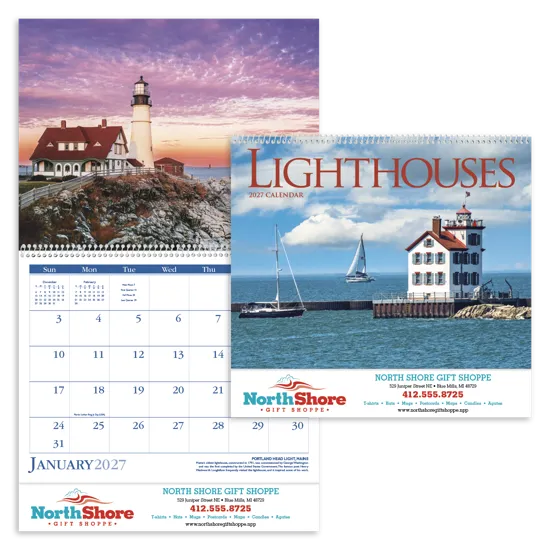 Lighthouses Wall Calendar US Coastal FSC - 18.5 x 11 in