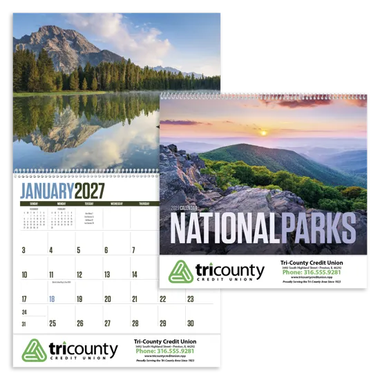 National Parks Wall Calendar Scenic FSC Paper - 18.5 x 11 in