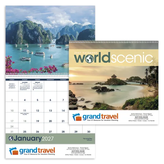 World Scenic Wall Calendar Photography FSC - 18.5 x 11 in