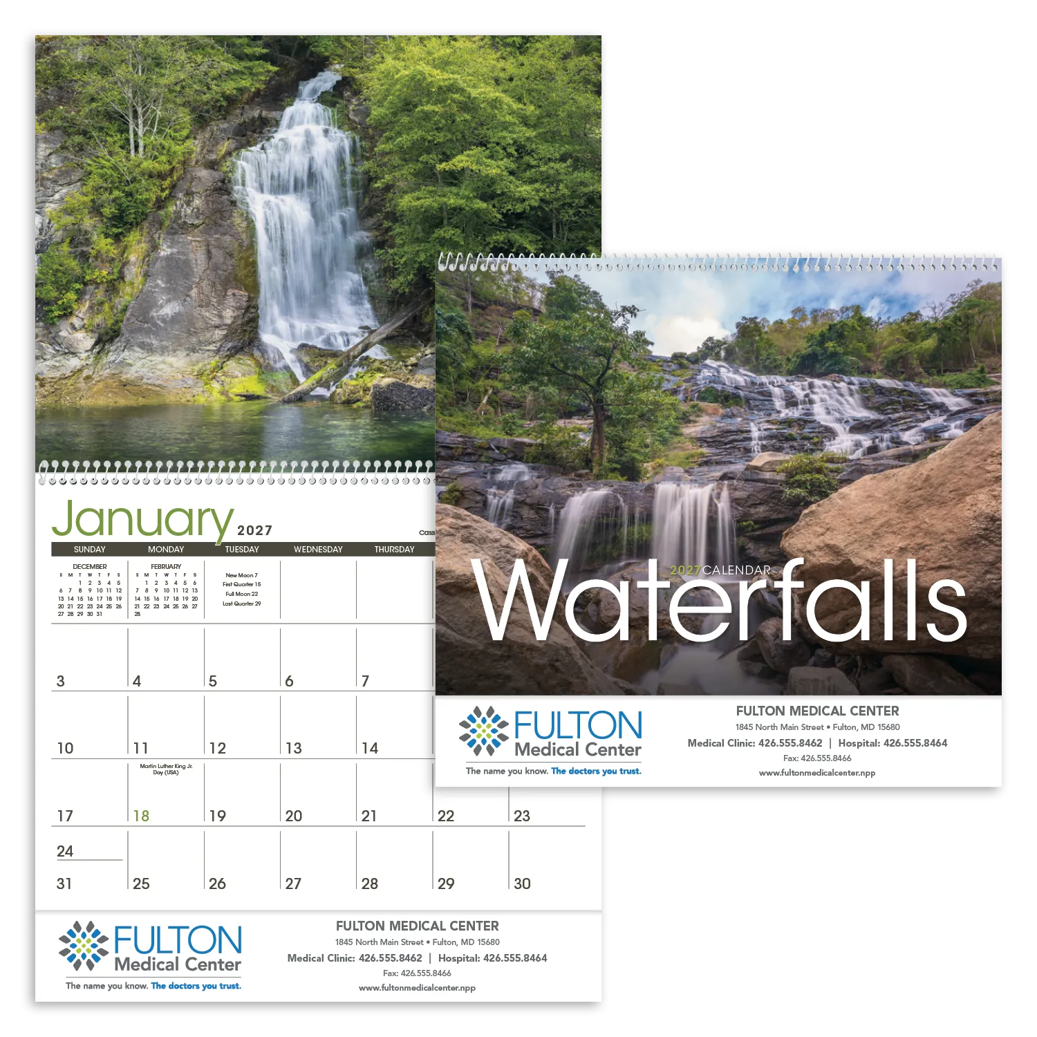 Waterfalls Wall Calendar Scenic Photography - 18.5 x 11 in - product view 29