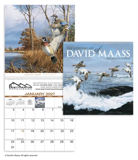 David Maass Executive Calendar Wildlife Art - 25 x 12 in