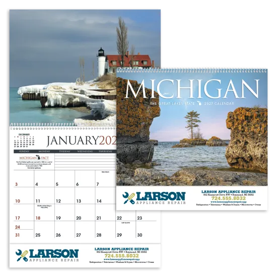 Michigan Wall Calendar Regional Scenery FSC - 18.5 x 11 in