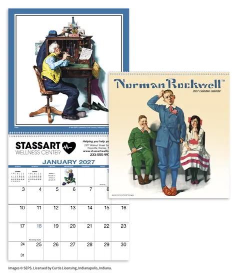 Norman Rockwell Executive Calendar FSC Paper - 25 x 12 in