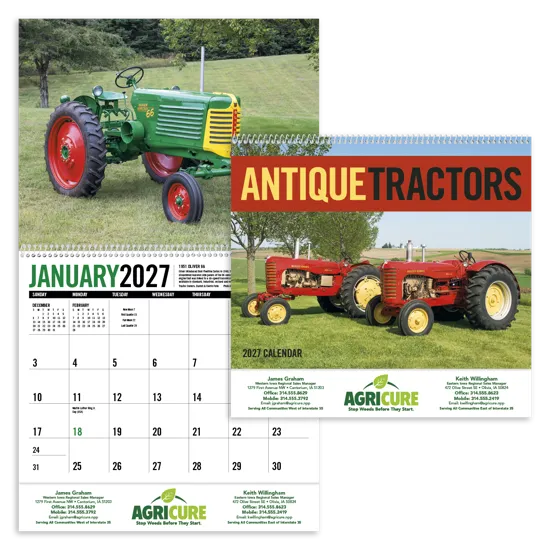 Antique Tractors Calendar Agricultural History - 18.5 x 11 in