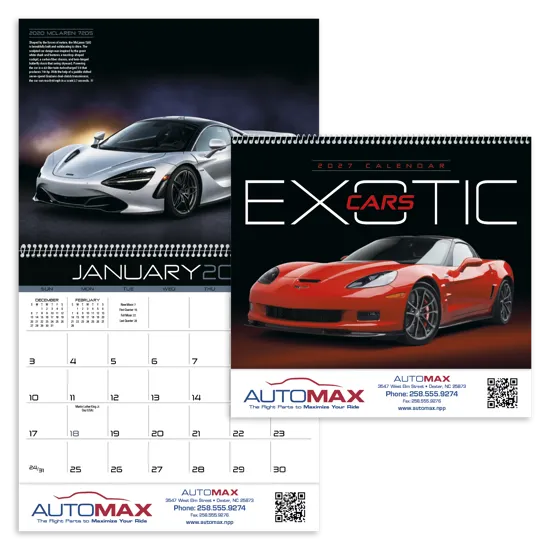 Exotic Cars Calendar Luxury Sports Photography - 18.5 x 11 in