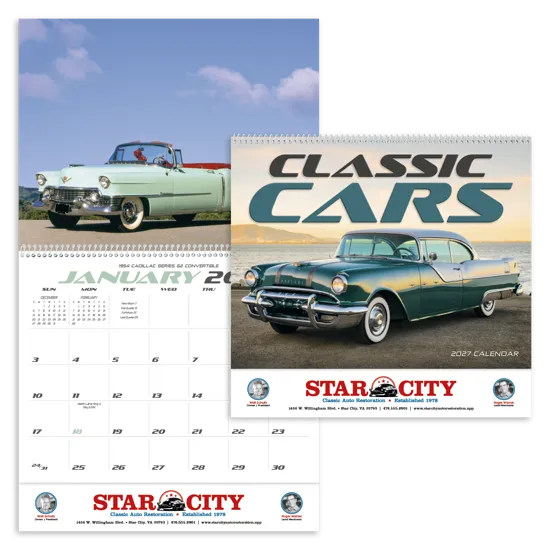 Classic Cars Wall Calendar FSC Paper - 18.5 x 11 in