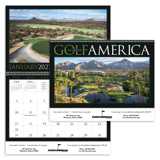 Golf America Wall Calendar Scenic Course Photos - 22 x 16 in