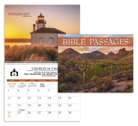Bible Passages Wall Calendar King James Nature - 16.75 x 11 in