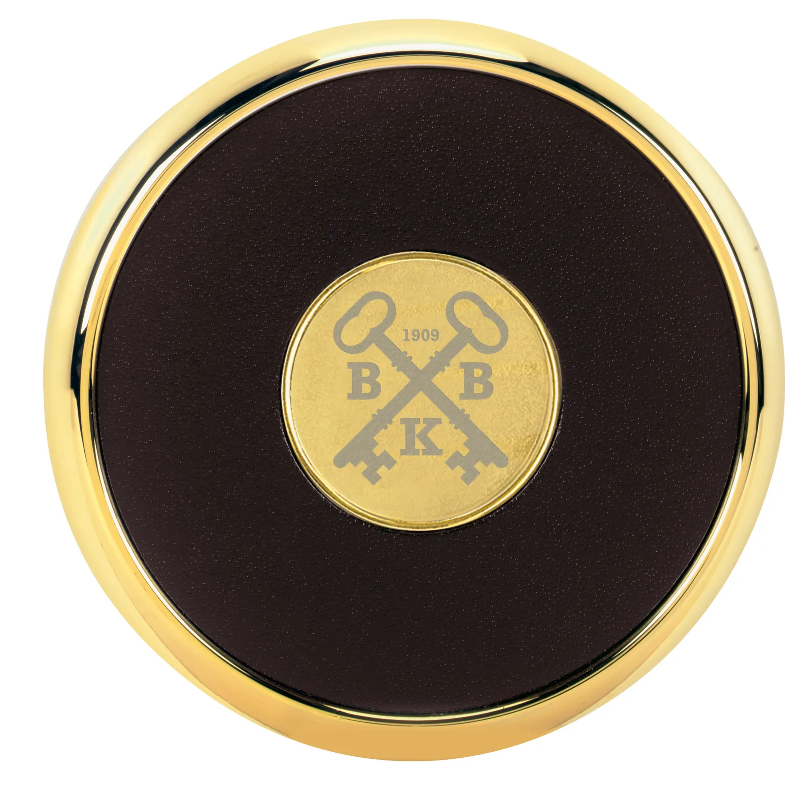 Round Brass Coaster Leather Cork-Backed Single - 0.375 in - product view 16