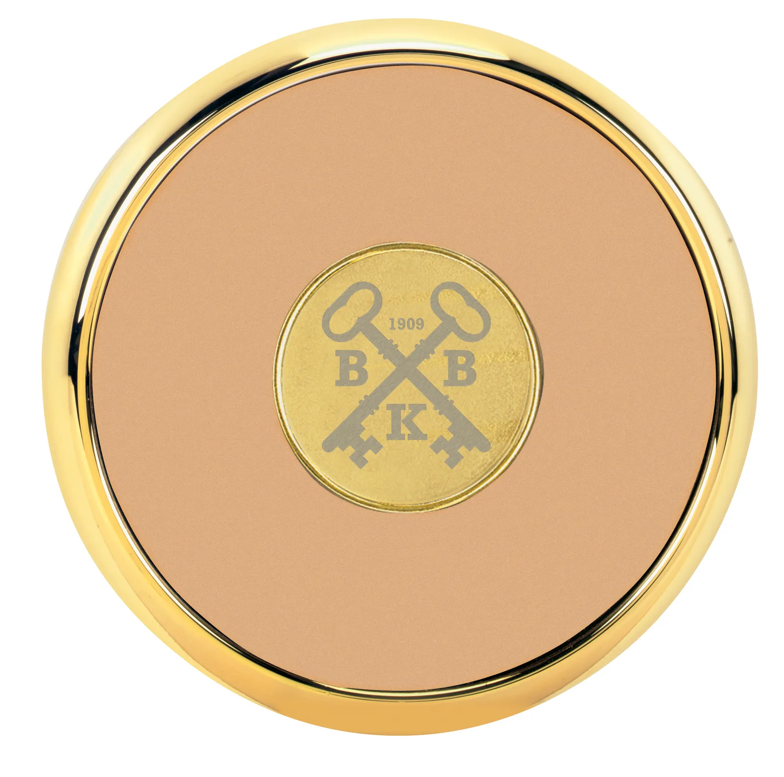 Round Brass Coaster Leather Cork-Backed Single - 0.375 in - product view 19