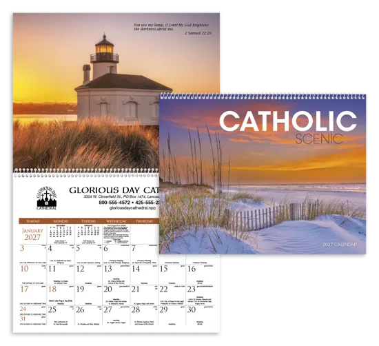 Catholic Scenic Wall Calendar FSC Paper - 16.75 x 11 in
