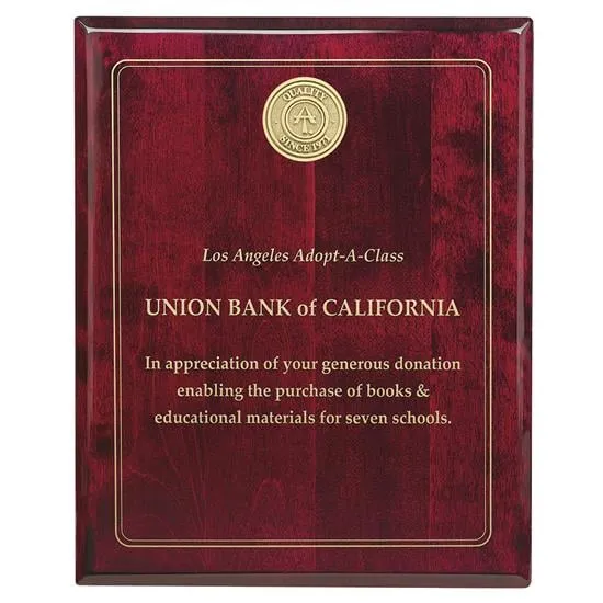 Rosewood Award Plaque Wall Mount Stand - 10 x 8 in