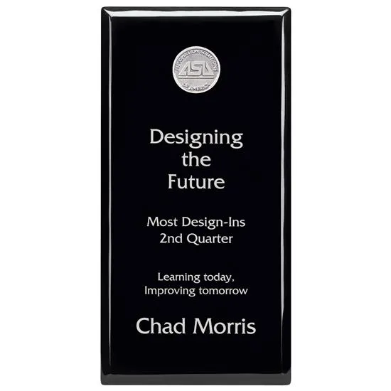 Black Piano Finish Award Plaque Stand - 12 x 6 in