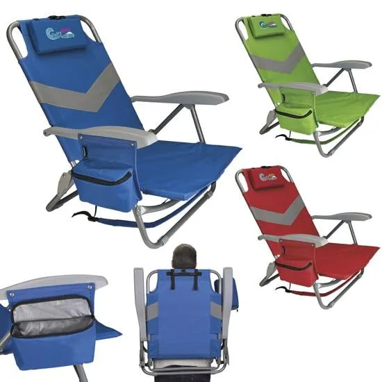 Beach Backpack Chair Aluminum Frame Cooler Pocket