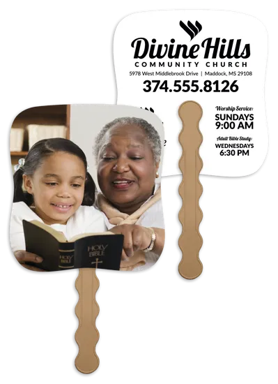 Bible Study Pictorial Hand Fan Paper Custom - 7.75 x 7.5 in