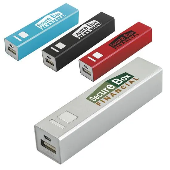 Metal Power Bank 2600mAh Aluminum Rechargeable - 3.75 x 0.88 in
