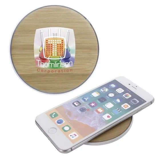 Wireless Charging Pad Bamboo Finish - 3.875 x 3.875 in