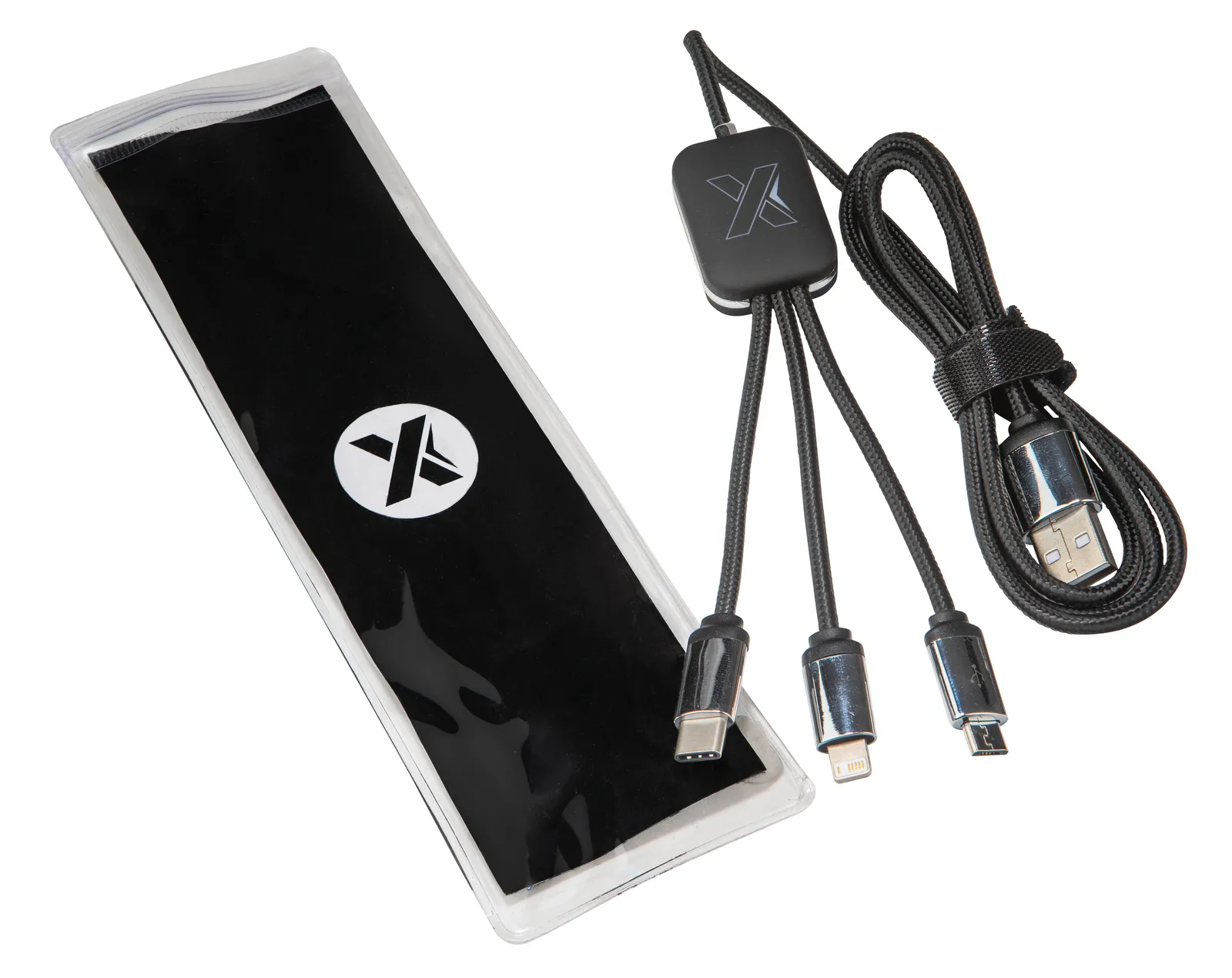 Recycled Charging Cable 3-Device with Pouch - 39 in - product view 4