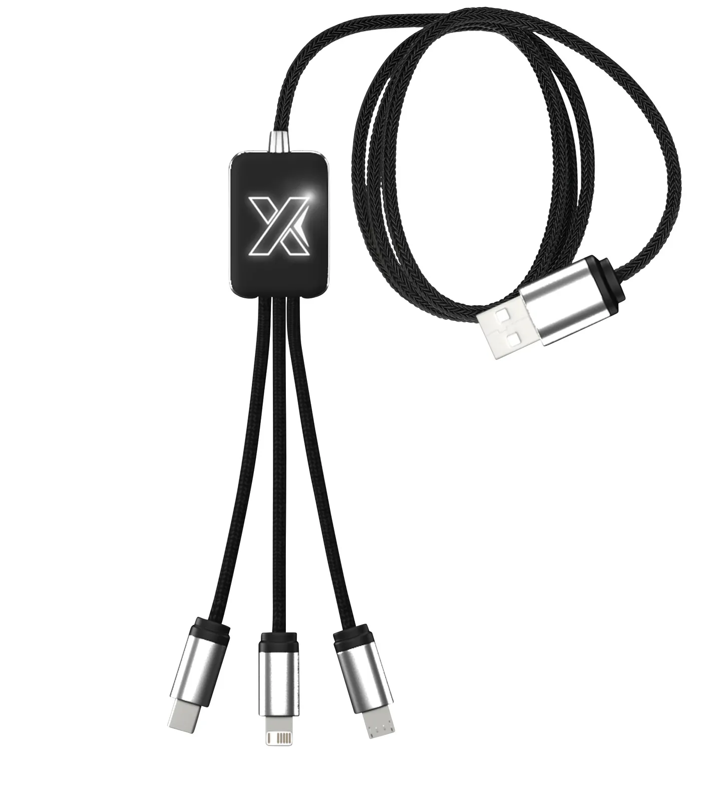 Recycled Charging Cable 3-Device with Pouch - 39 in - product view 6