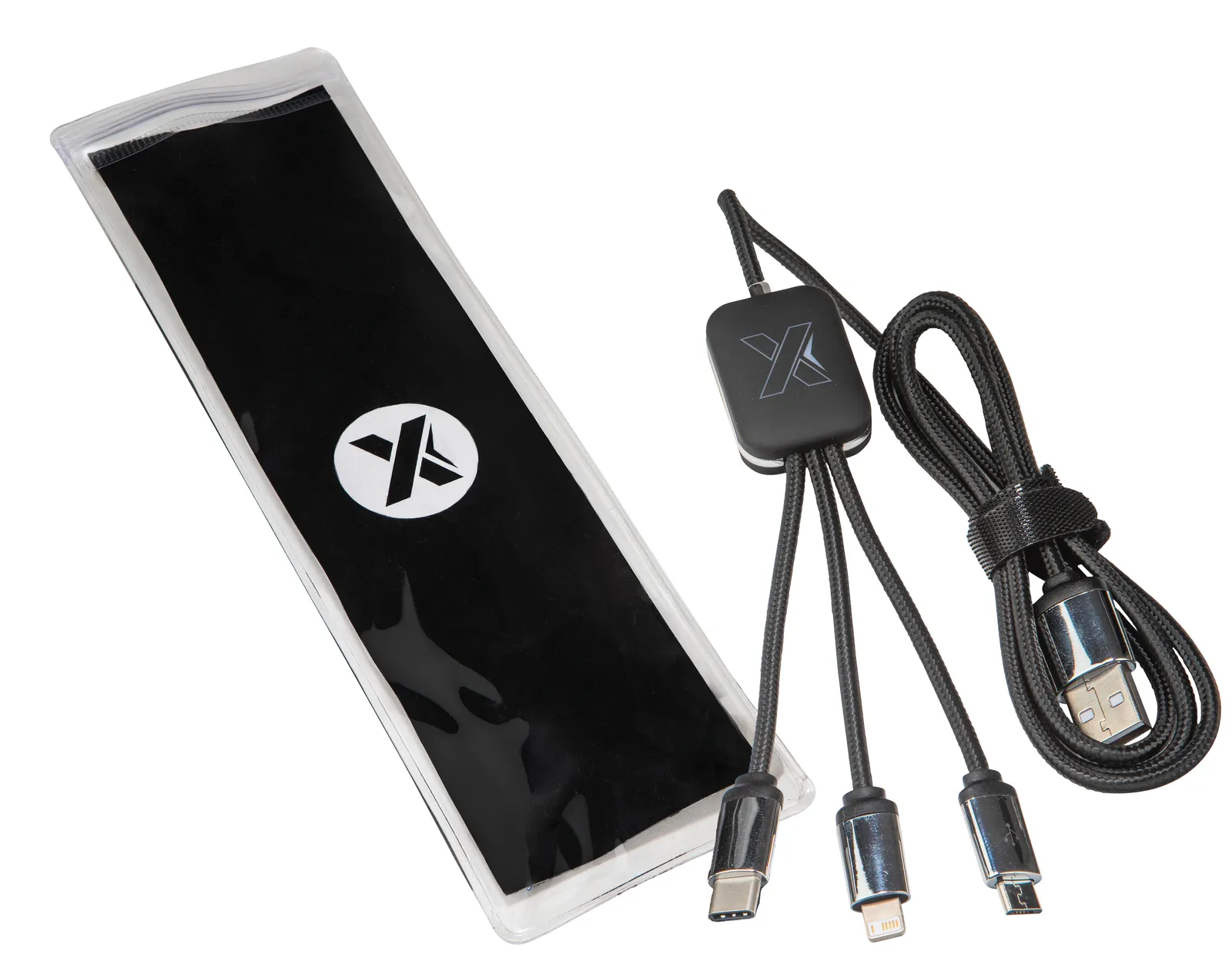 Recycled Charging Cable 3-Device with Pouch - 39 in - product view 7