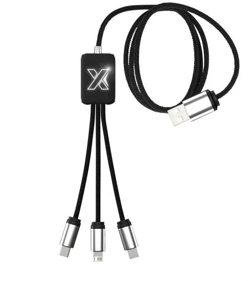 Recycled Charging Cable 3-Device with Pouch - 39 in
