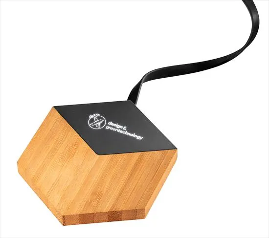Bamboo Wireless Charger Hexagon 10W - 3.9 x 3.4 in