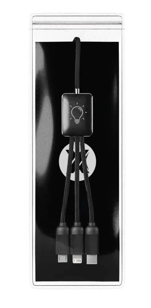 Eco Charging Cable 5-in-1 RPET Illuminated Logo 2A - 39 in - product view 6