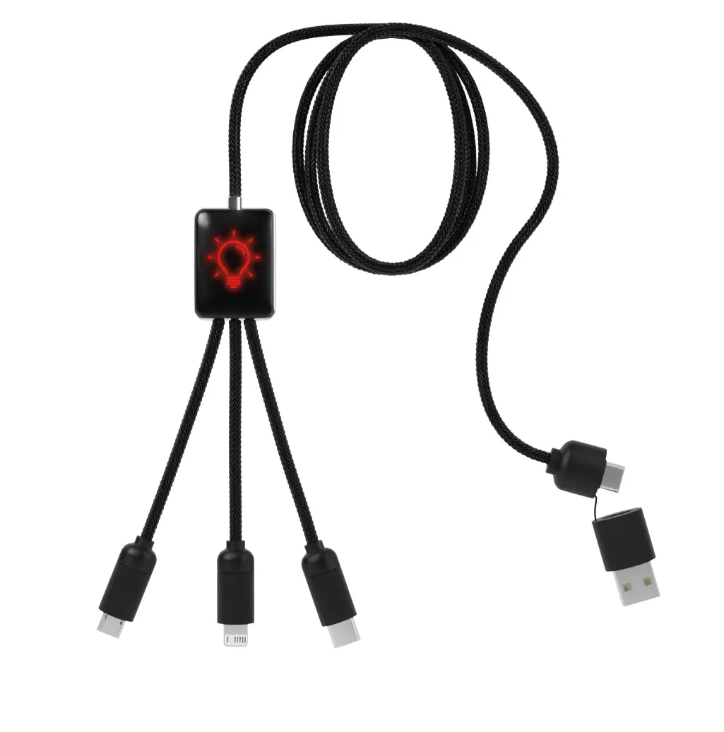 Eco Charging Cable 5-in-1 RPET Illuminated Logo 2A - 39 in - product view 8