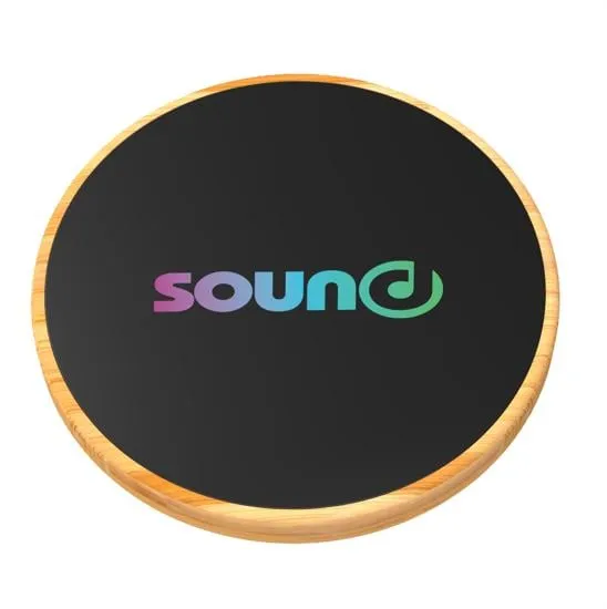 Bamboo Wireless Charger Full-Color 15W RPET Cable - 0.394 in