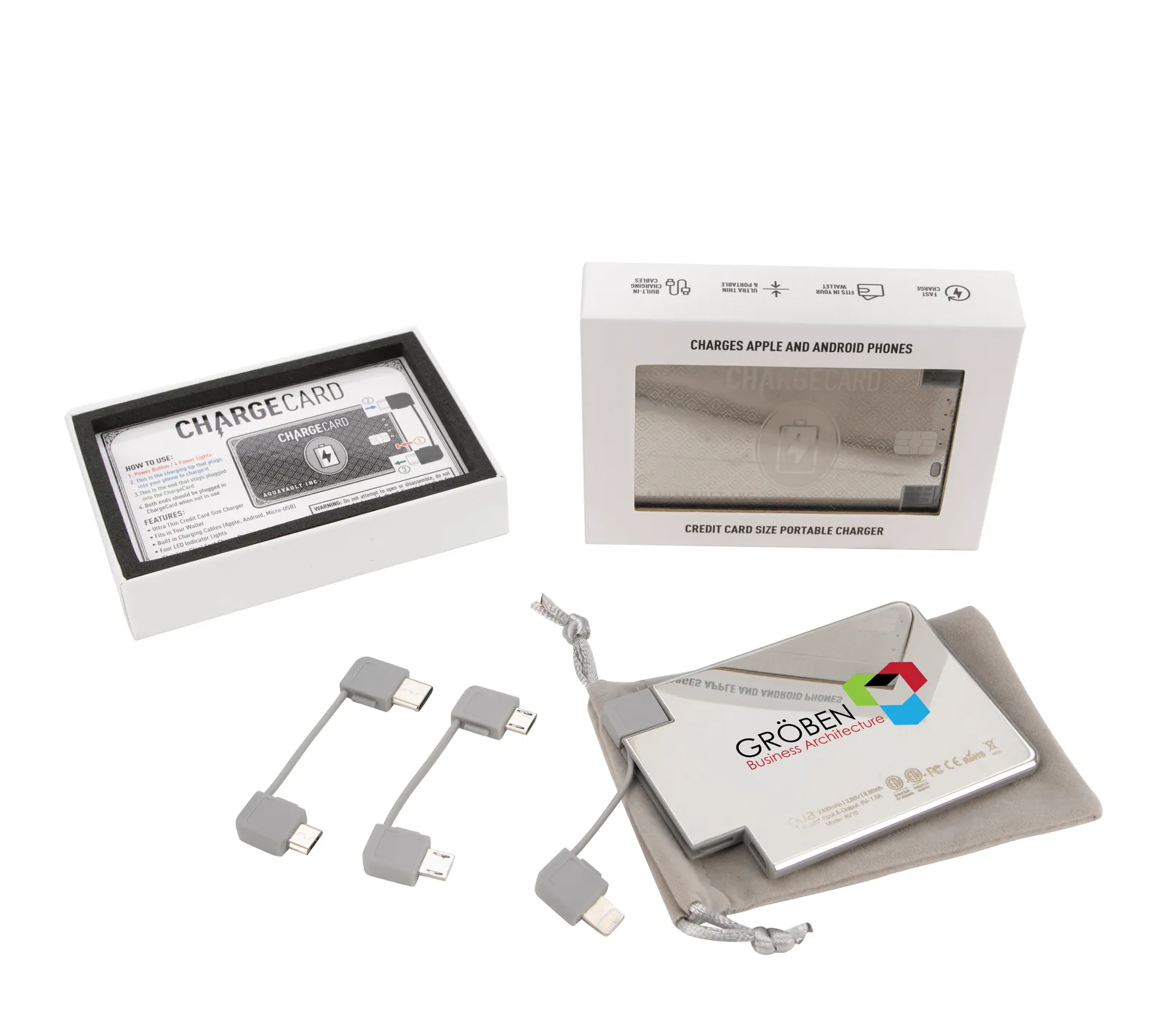 Credit Card Power Bank Stainless Steel - 2,300 mAh