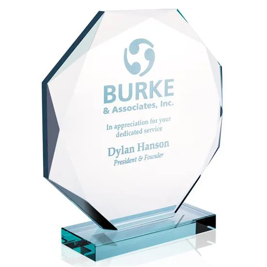 Jade Glass Octagon Award Small Recognition - 6.25 x 5.75 in