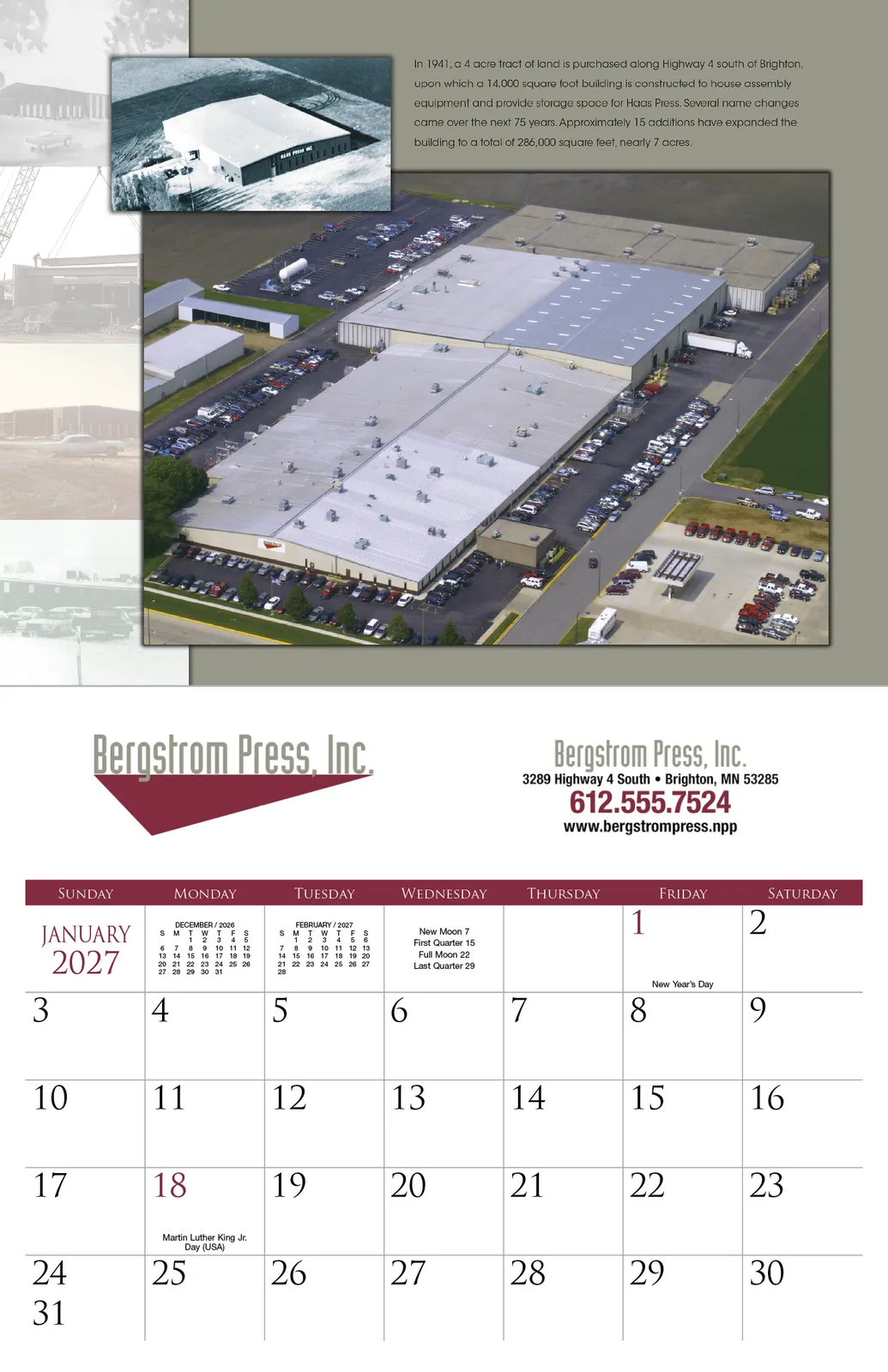 Custom Wall Calendar Stapled FSC Paper - 16.75 x 10.875 in - product view 6