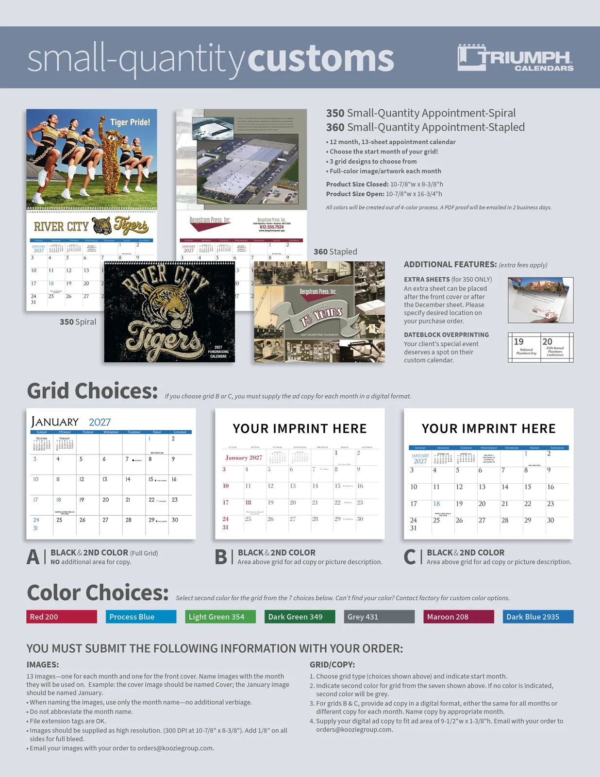 Custom Wall Calendar Stapled FSC Paper - 16.75 x 10.875 in - product view 7