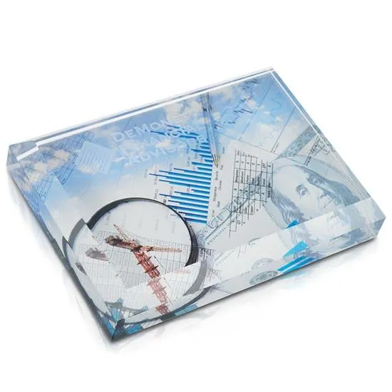 Crystal Paperweight Business Card Display - 4 x 2.75 x 0.75 in