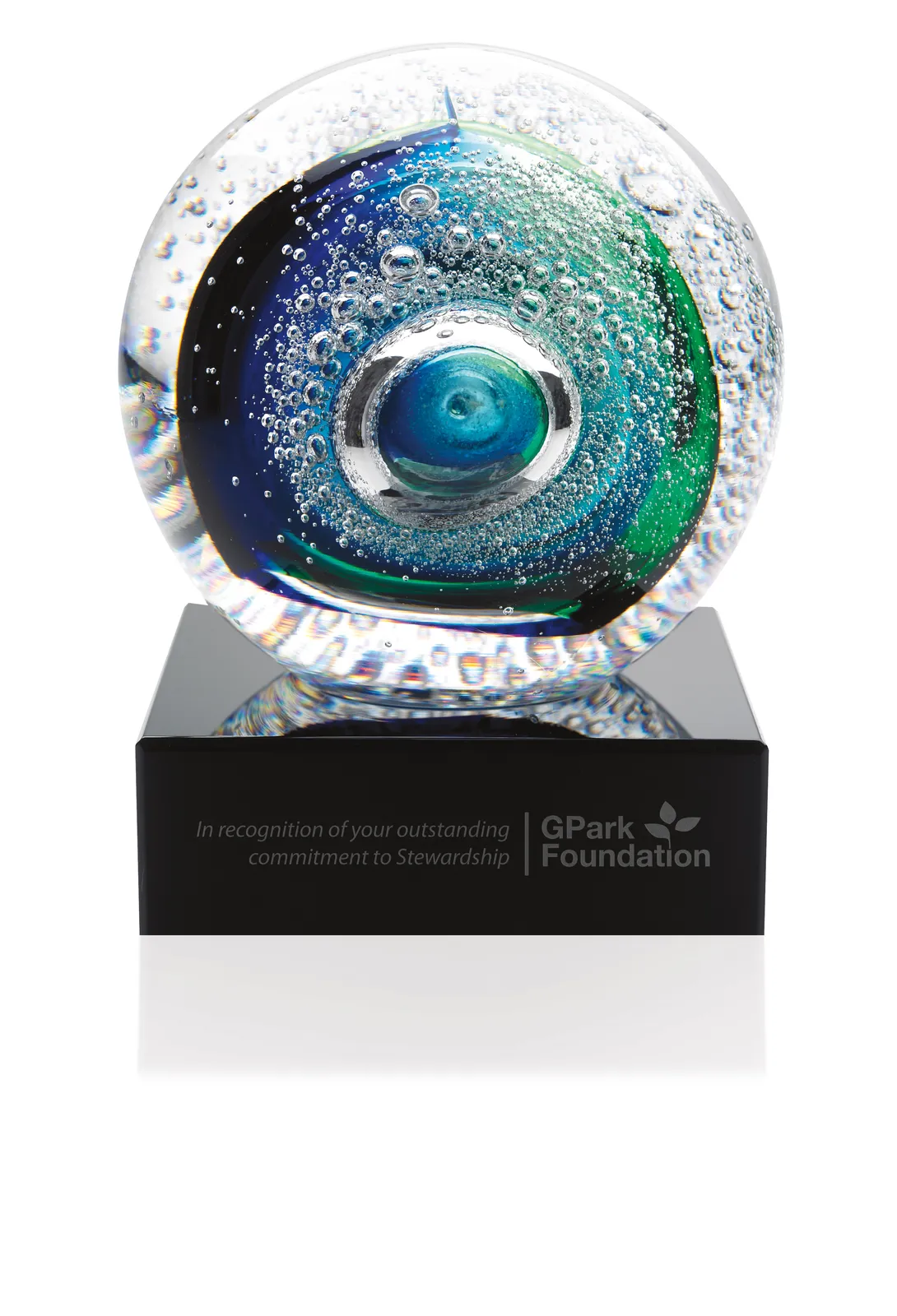 Crystal Award Galaxy Design Handmade Art Glass - 3.125 x 3.125 in - product view 2