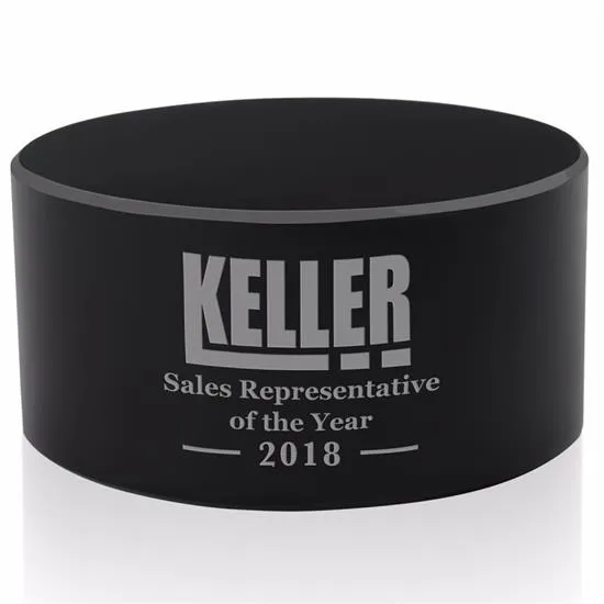 Glass Cylinder Award Black Base Circular - 2.0625 in H