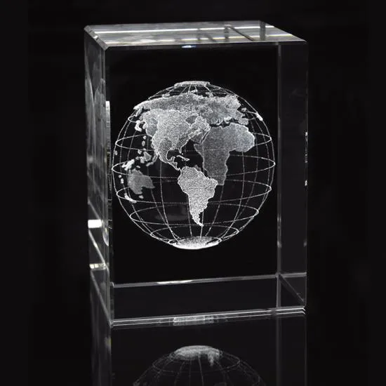 Crystal Block Award Medium Globe Design Stock - 4.375 x 3.125 in