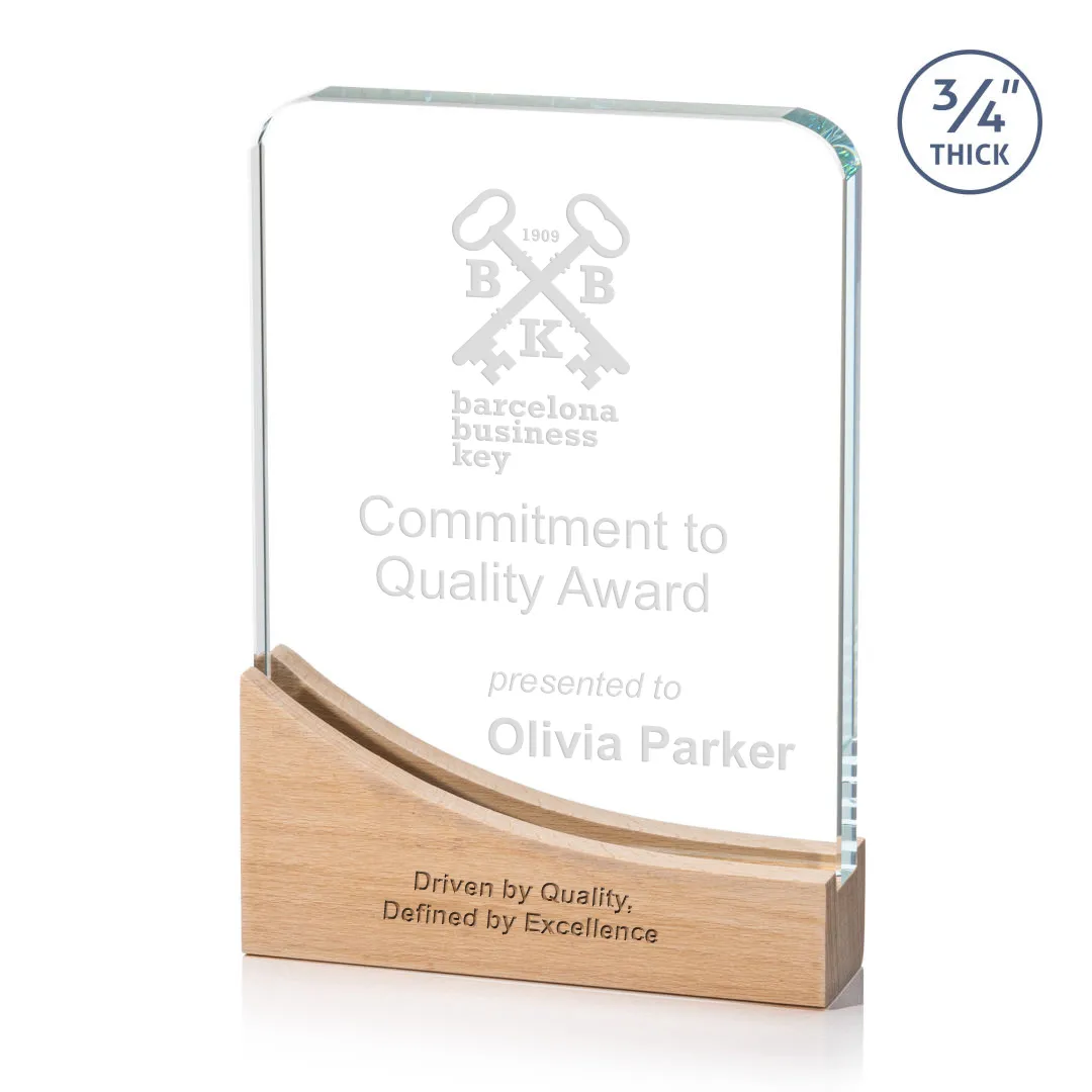 Crystal Beechwood Tower Award Combination Incline - 8.75 x 5.875 in