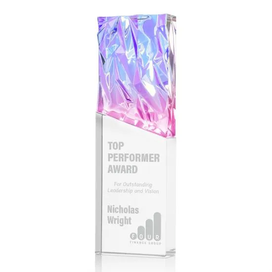 Crystal Faceted Award Light Refracting Rainbow Top - 10 x 3.125 in