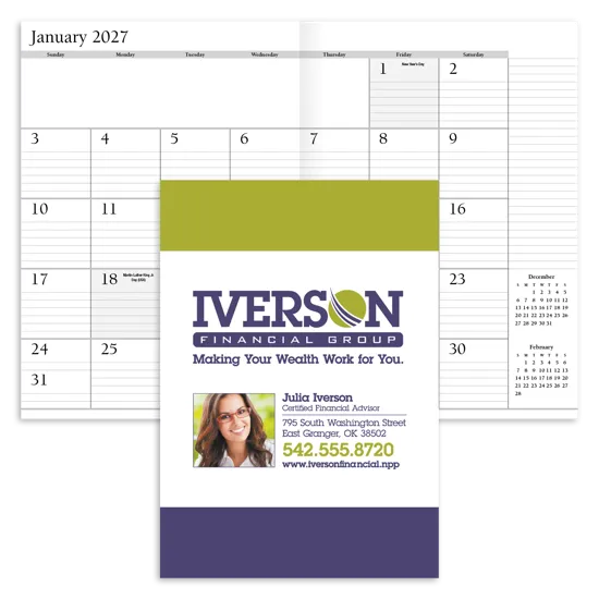 Monthly Planner 14-Month FSC Paper Custom - 10 x 14 in