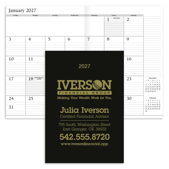 Leatherette Planner 14-Month FSC Paper Custom - 9 x 14 in