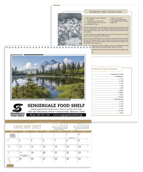 Recipe Pocket Calendar 12-Month Home Hints FSC - 14 in