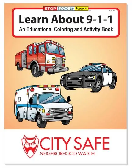 Emergency 911 Safety Coloring Book Educational - 10.5 x 8 in