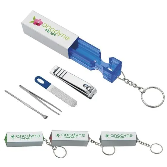 Manicure Set Keychain Rectangular ABS Case - 2.875 x 0.875 in