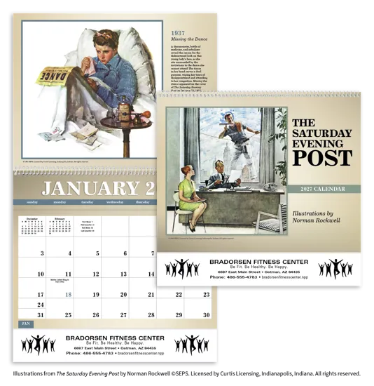 Norman Rockwell Pocket Calendar Deluxe FSC Paper - 21 x 12 in