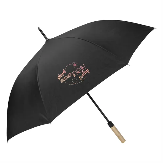 RPET Bamboo Handle Auto-Open Stick Umbrella - 50 in Arc